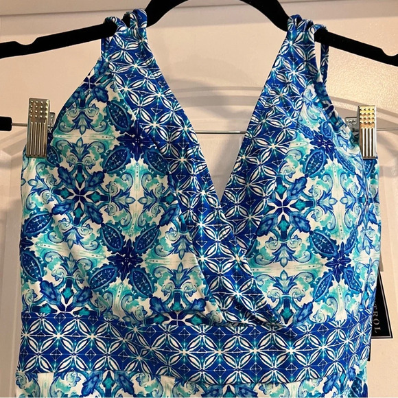 La Blanca Crystal Blue‎ Printed Strappy One Piece Swimsuit. Size 8. NWT. - Picture 6 of 15